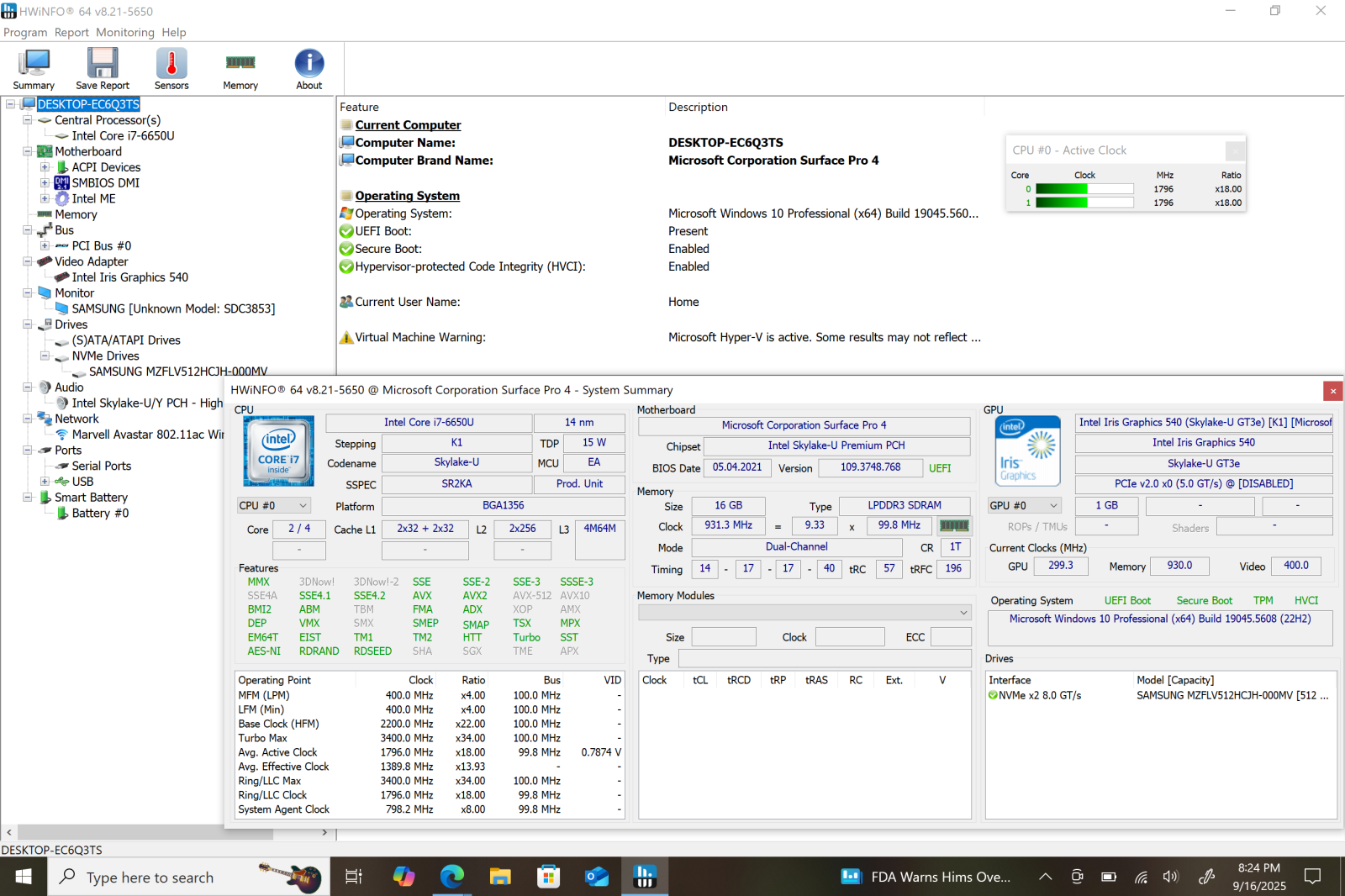 Microsoft Surface Pro 4, 12.3" QHD Touch, i7-6650U, 16GB, 512GB - Photo 2